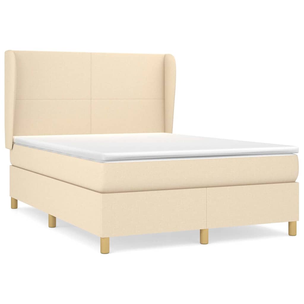 Sommier à lattes de lit avec matelas Crème 140x190 cm Tissu