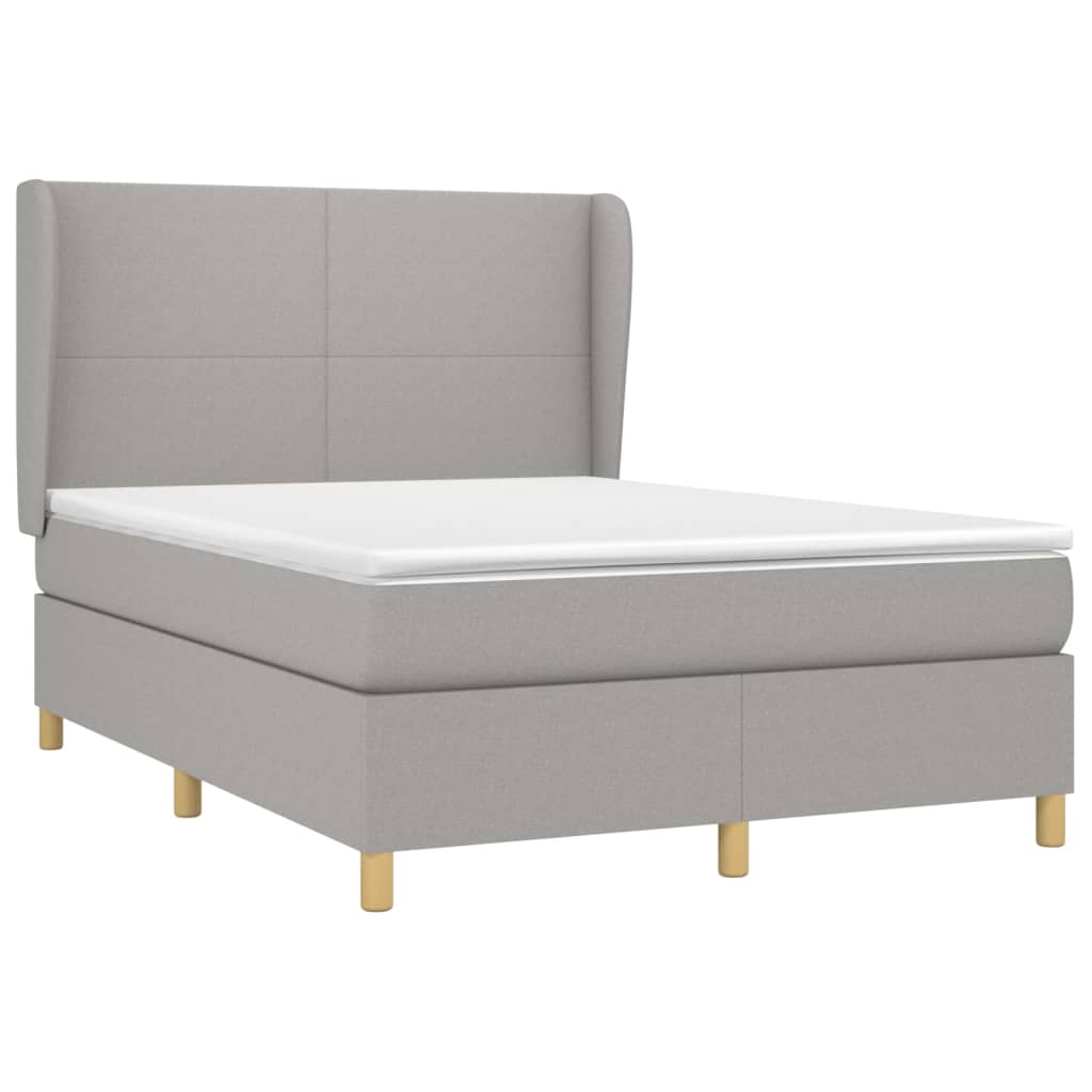 Sommier à lattes de lit avec matelas Gris clair 140x200cm Tissu