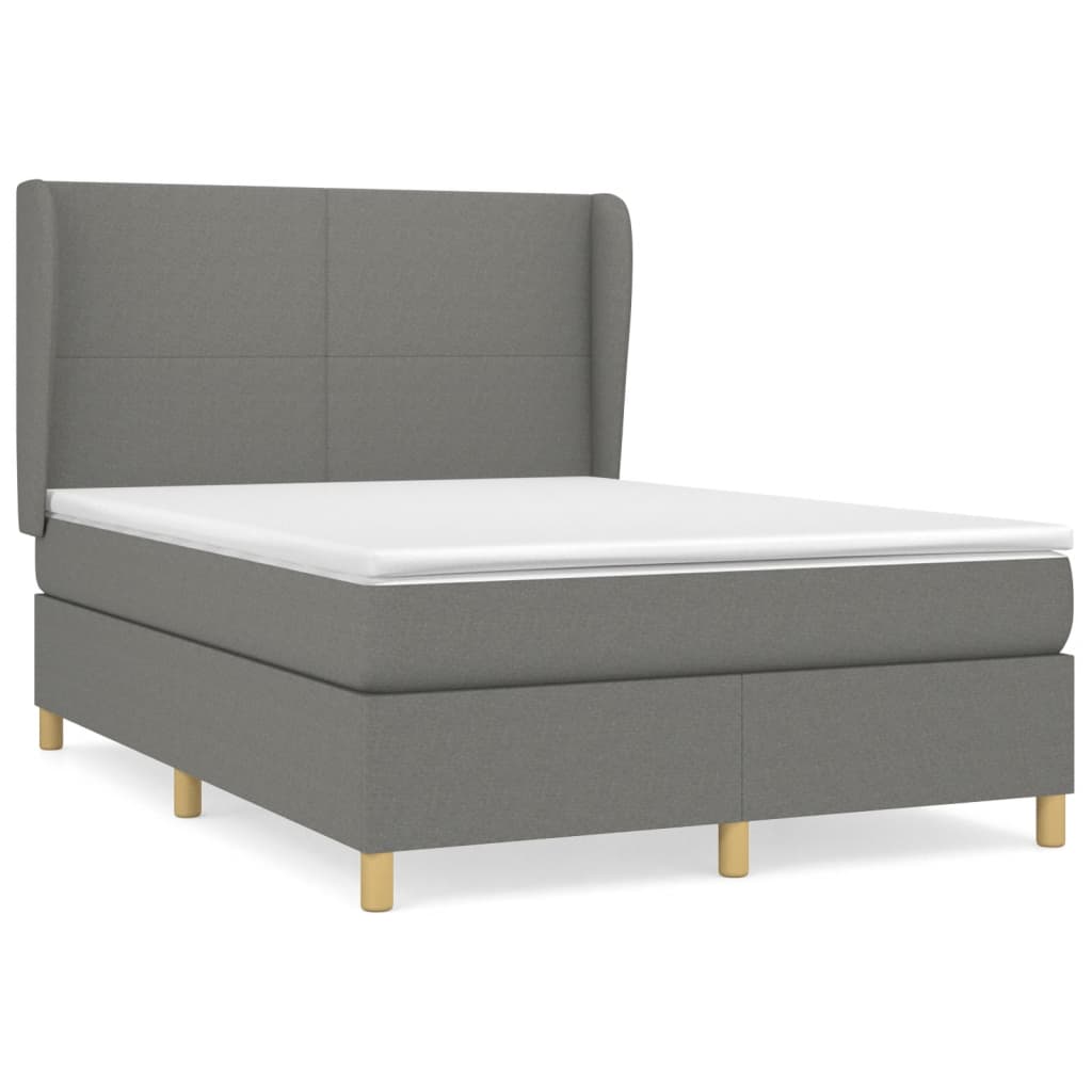 Sommier à lattes de lit avec matelas Gris foncé 140x200cm Tissu