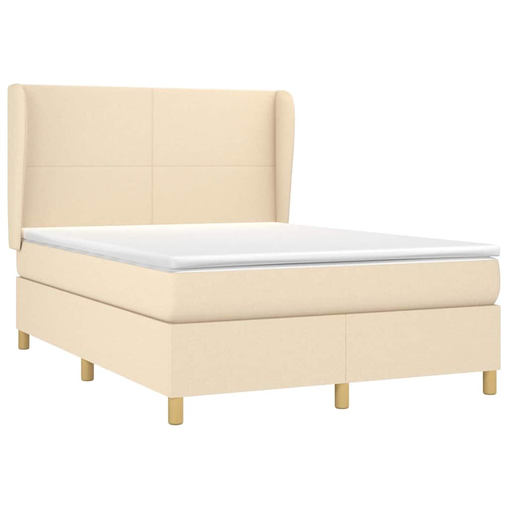 Sommier à lattes de lit avec matelas Crème 140x200 cm Tissu