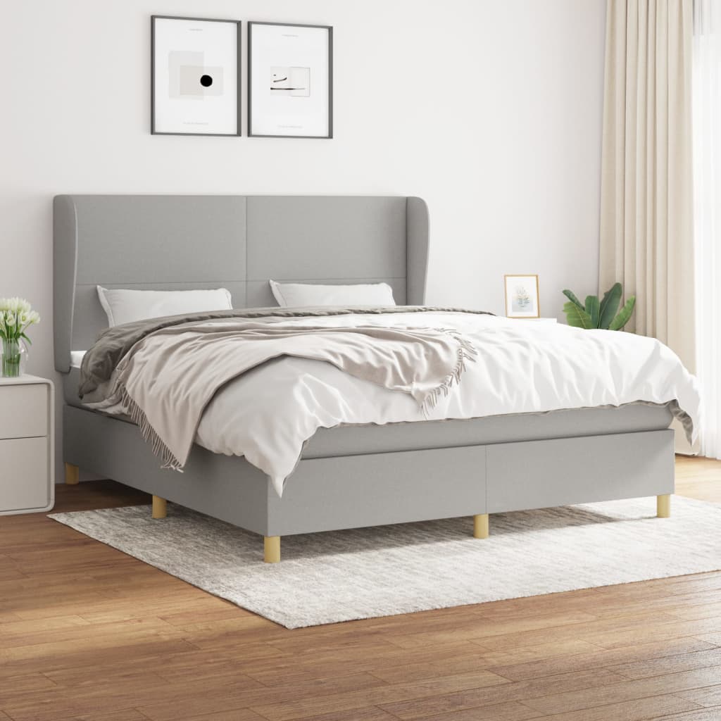 Sommier à lattes de lit avec matelas Gris clair 160x200cm Tissu - XIOS