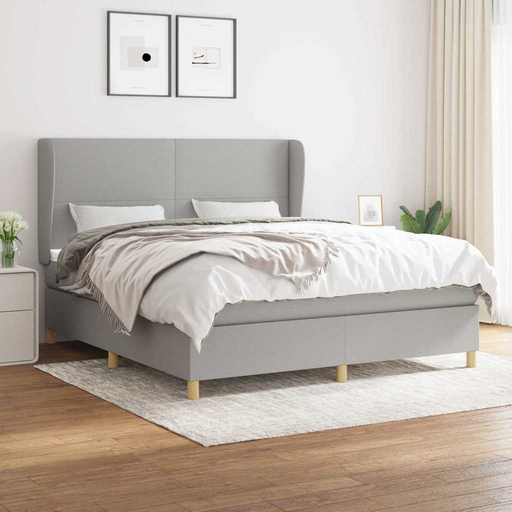Sommier à lattes de lit avec matelas Gris clair 160x200cm Tissu