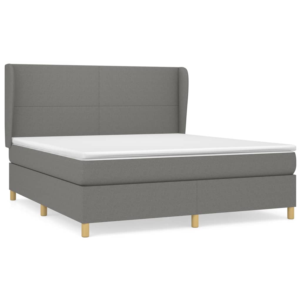 Sommier à lattes de lit avec matelas Gris foncé 160x200cm Tissu - XIOS