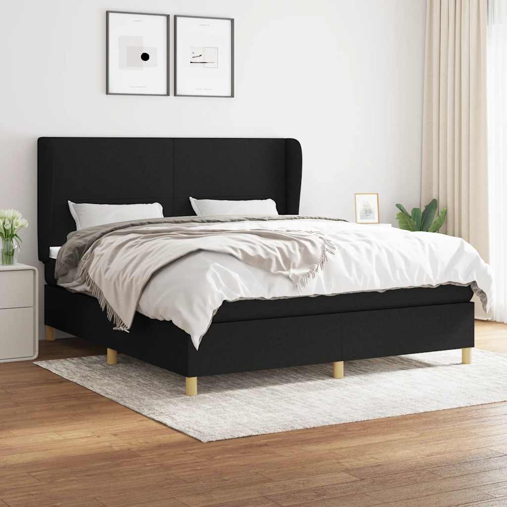 Sommier à lattes de lit avec matelas Noir 160x200 cm Tissu - XIOS