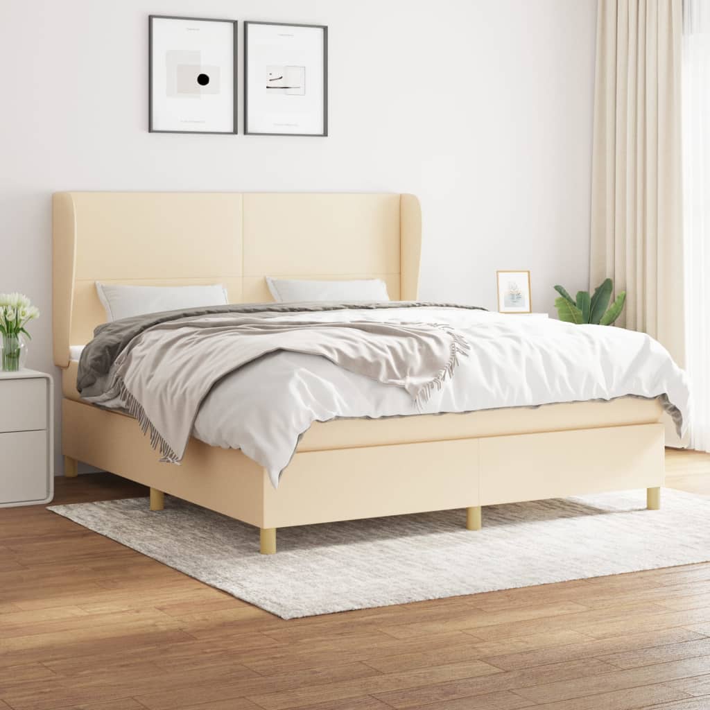 Sommier à lattes de lit avec matelas Crème 160x200 cm Tissu - XIOS