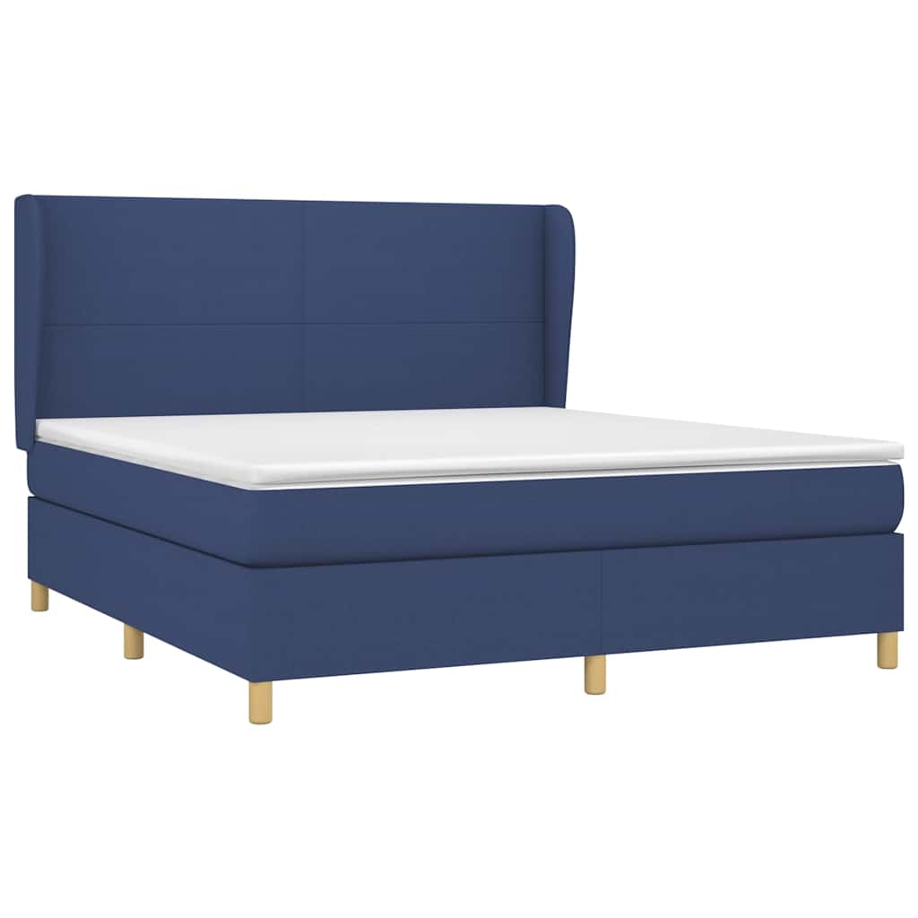Sommier à lattes de lit avec matelas Bleu 160x200 cm Tissu