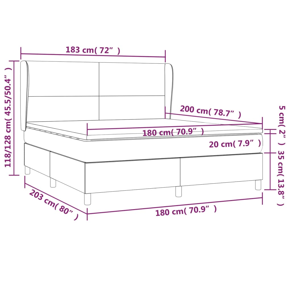 Sommier à lattes de lit avec matelas Gris foncé 180x200cm Tissu - XIOS