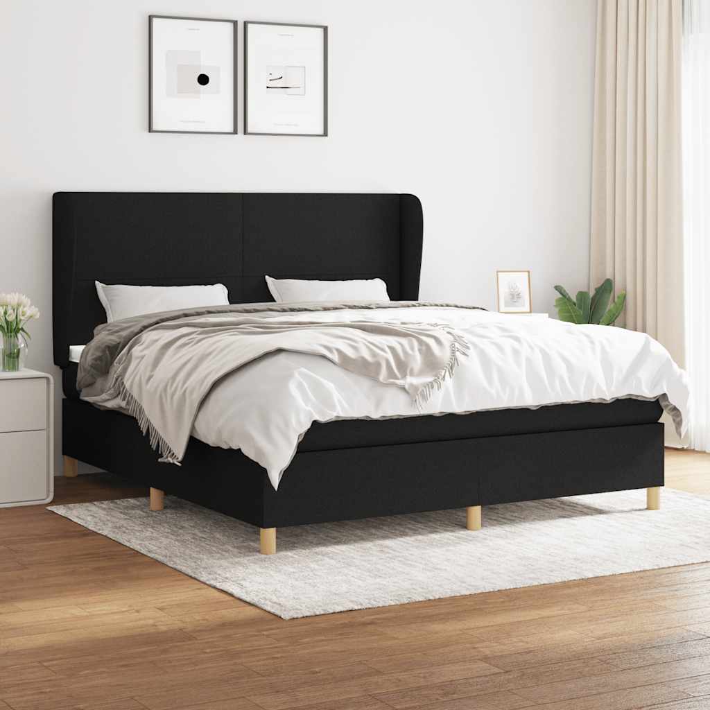 Sommier à lattes de lit avec matelas Noir 180x200 cm Tissu - XIOS