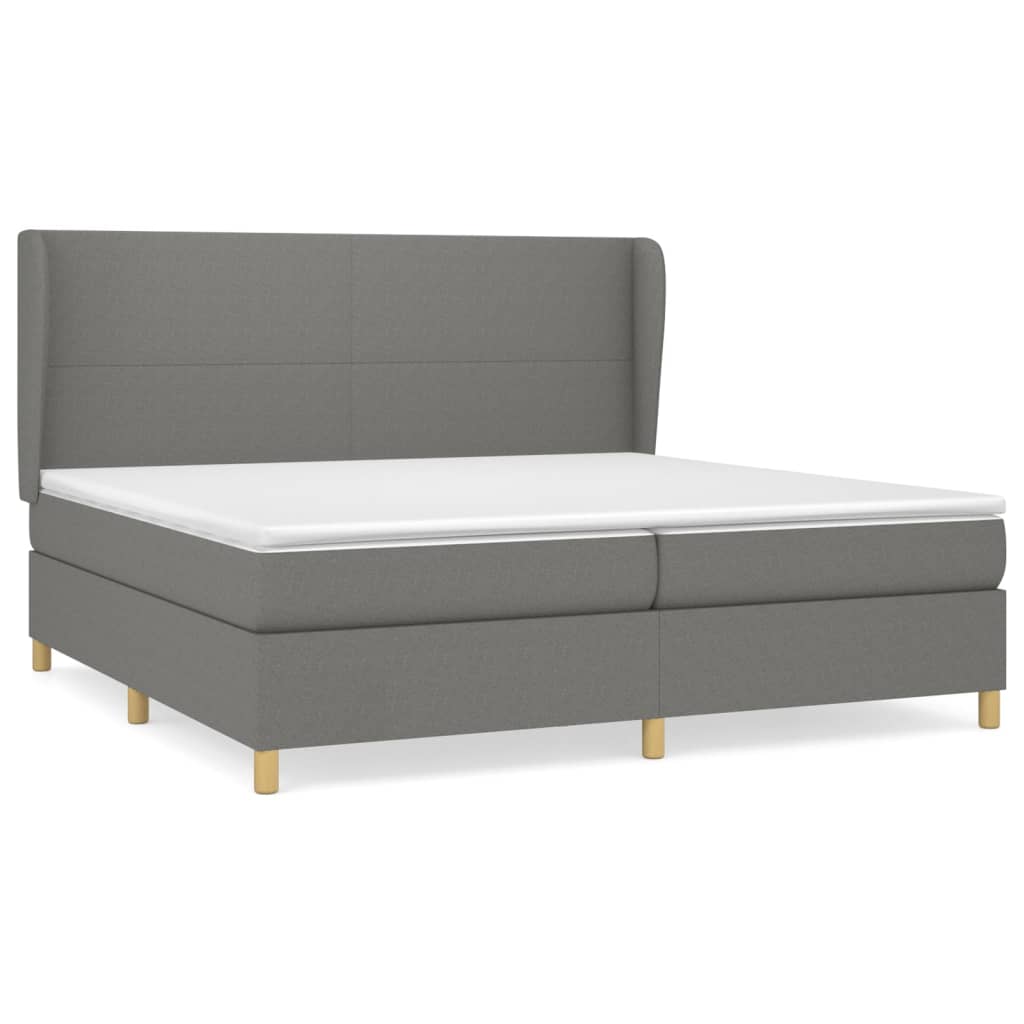 Sommier à lattes de lit avec matelas Gris foncé 200x200cm Tissu - XIOS