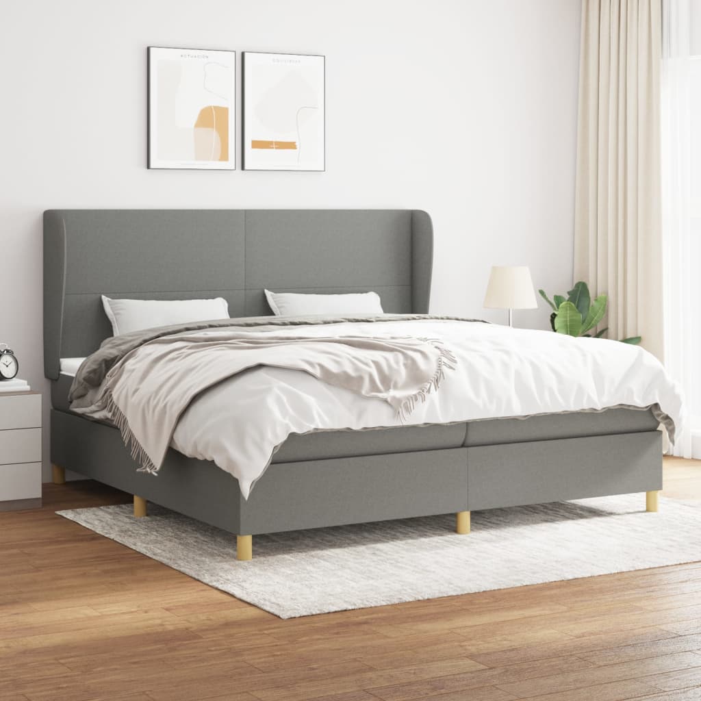 Sommier à lattes de lit avec matelas Gris foncé 200x200cm Tissu - XIOS