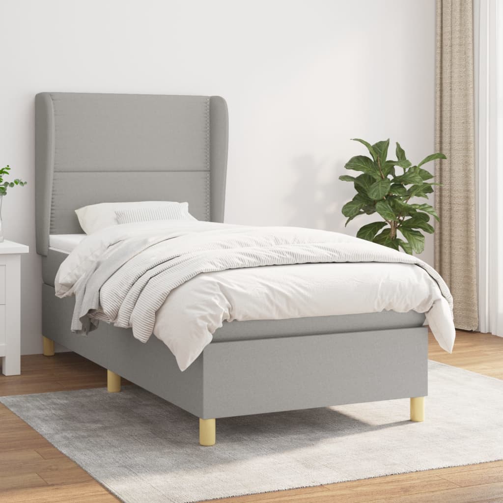 Sommier à lattes de lit avec matelas Gris clair 90x200 cm Tissu - XIOS