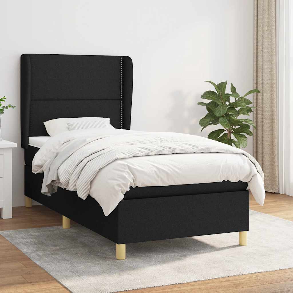 Sommier à lattes de lit avec matelas Noir 90x200 cm Tissu - XIOS