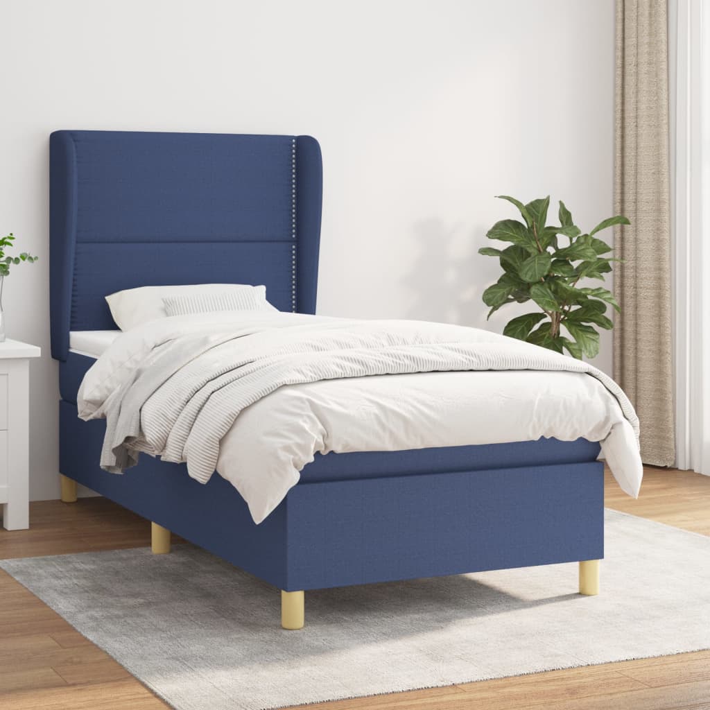 Sommier à lattes de lit avec matelas Bleu 90x200 cm Tissu - XIOS