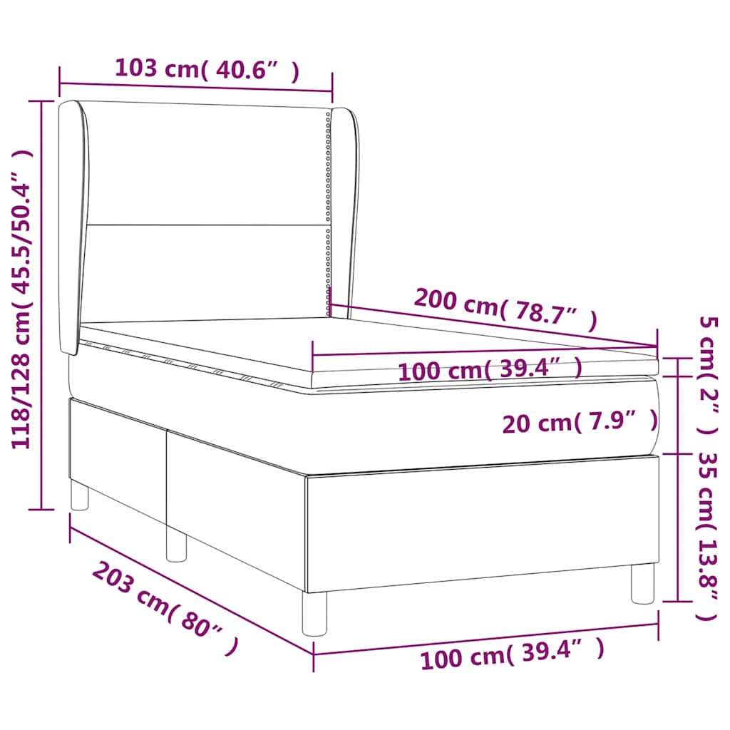 Sommier à lattes de lit avec matelas Noir 100x200 cm Tissu - XIOS