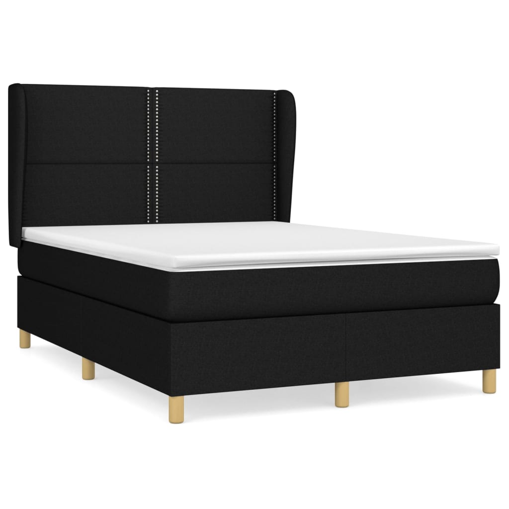 Sommier à lattes de lit avec matelas Noir 140x190 cm Tissu - XIOS