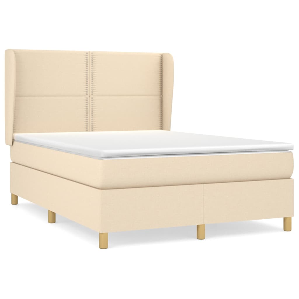 Sommier à lattes de lit avec matelas Crème 140x190 cm Tissu - XIOS