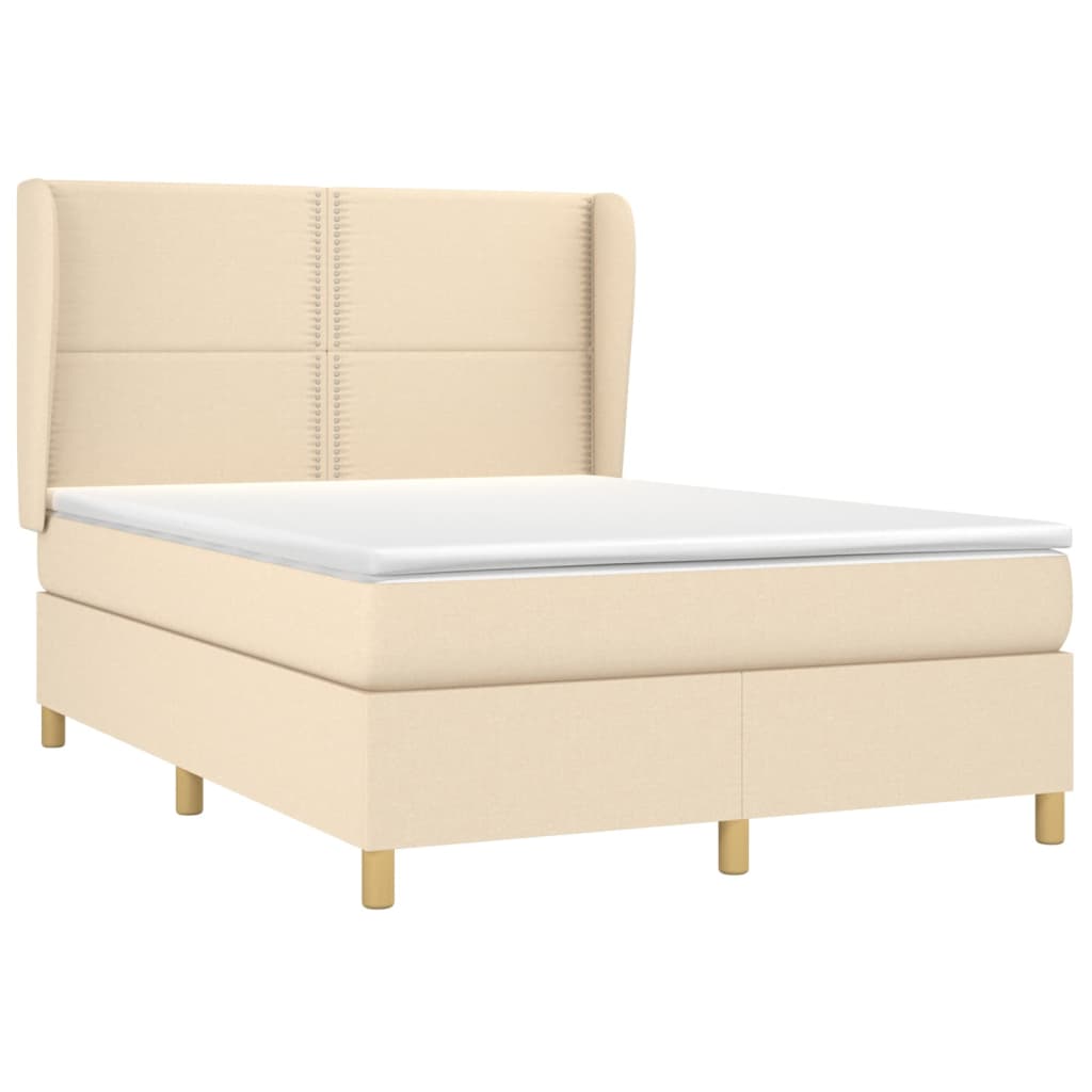 Sommier à lattes de lit avec matelas Crème 140x190 cm Tissu - XIOS