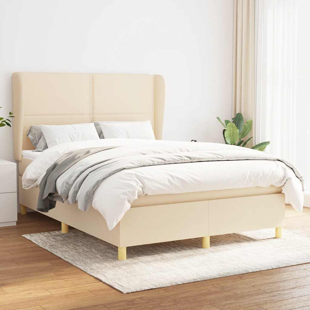 Sommier à lattes de lit avec matelas Crème 140x190 cm Tissu - XIOS