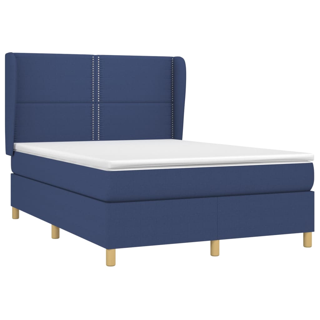Sommier à lattes de lit avec matelas Bleu 140x200 cm Tissu - XIOS