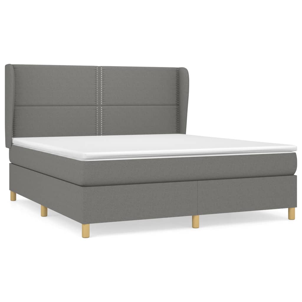 Sommier à lattes de lit avec matelas Gris foncé 180x200cm Tissu - XIOS