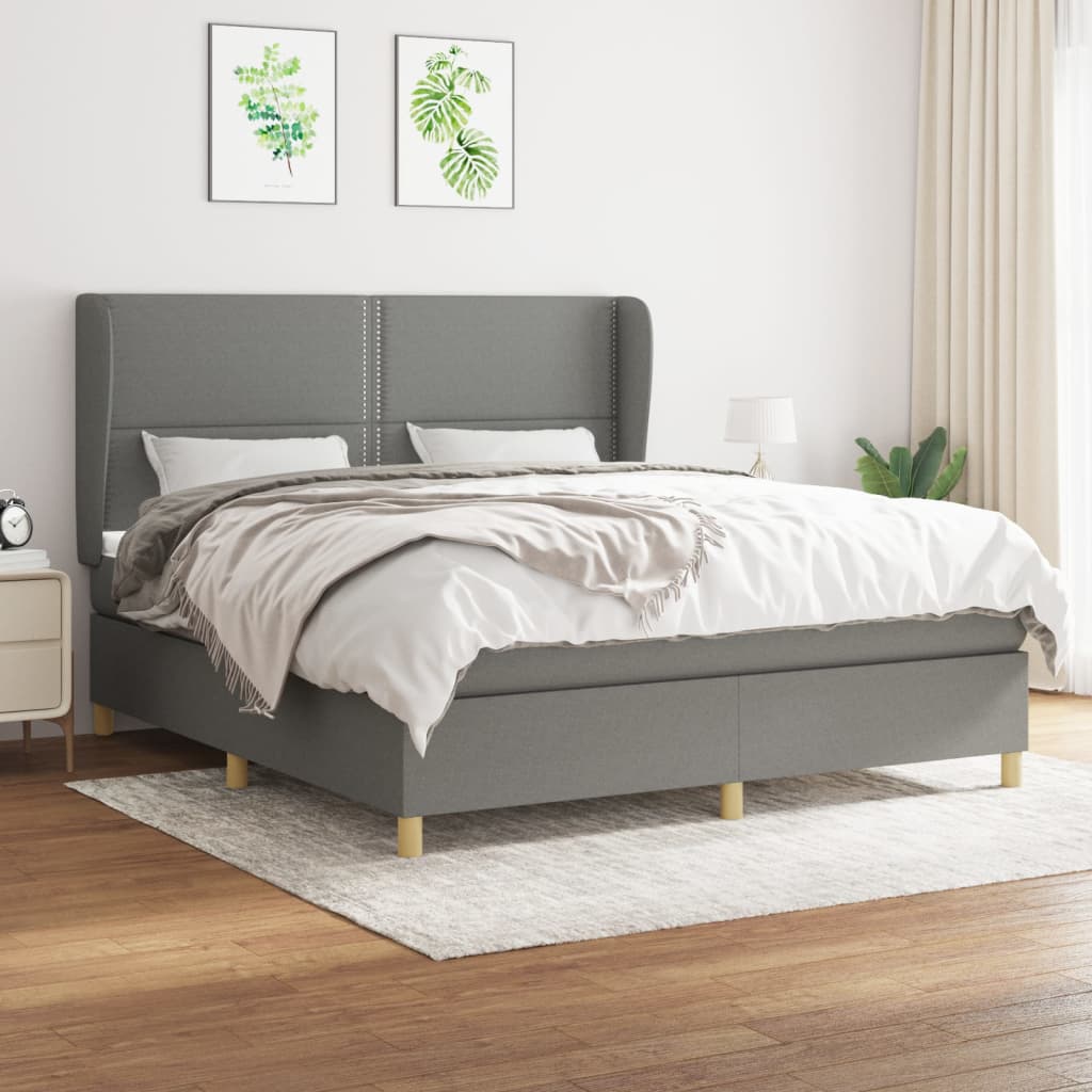 Sommier à lattes de lit avec matelas Gris foncé 180x200cm Tissu - XIOS