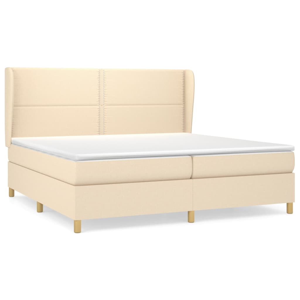 Sommier à lattes de lit avec matelas Crème 200x200 cm Tissu - XIOS