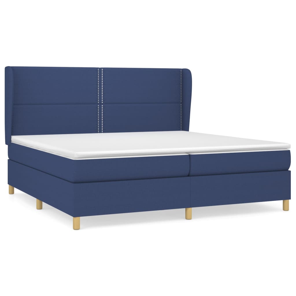 Sommier à lattes de lit avec matelas Bleu 200x200 cm Tissu - XIOS