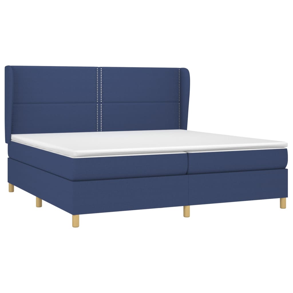 Sommier à lattes de lit avec matelas Bleu 200x200 cm Tissu - XIOS