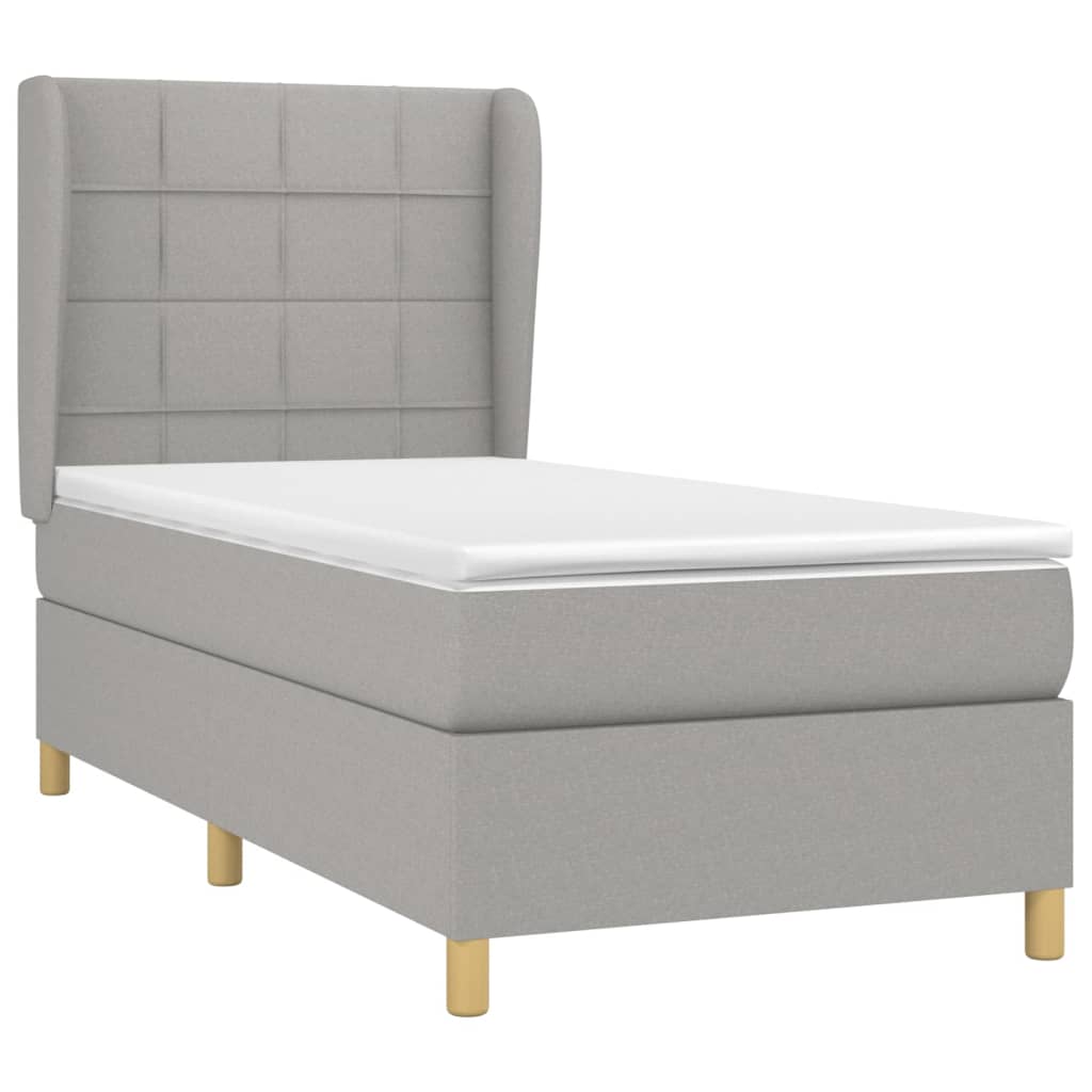 Sommier à lattes de lit et matelas Gris clair 90x190 cm Tissu - XIOS