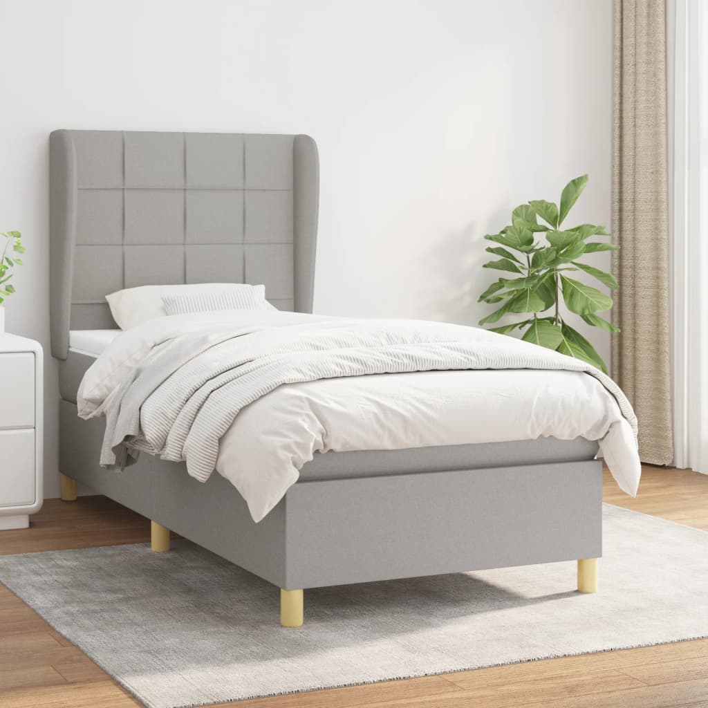 Sommier à lattes de lit et matelas Gris clair 90x190 cm Tissu - XIOS