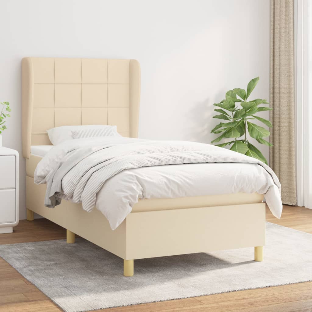 Sommier à lattes de lit et matelas Crème 90x190 cm Tissu - XIOS