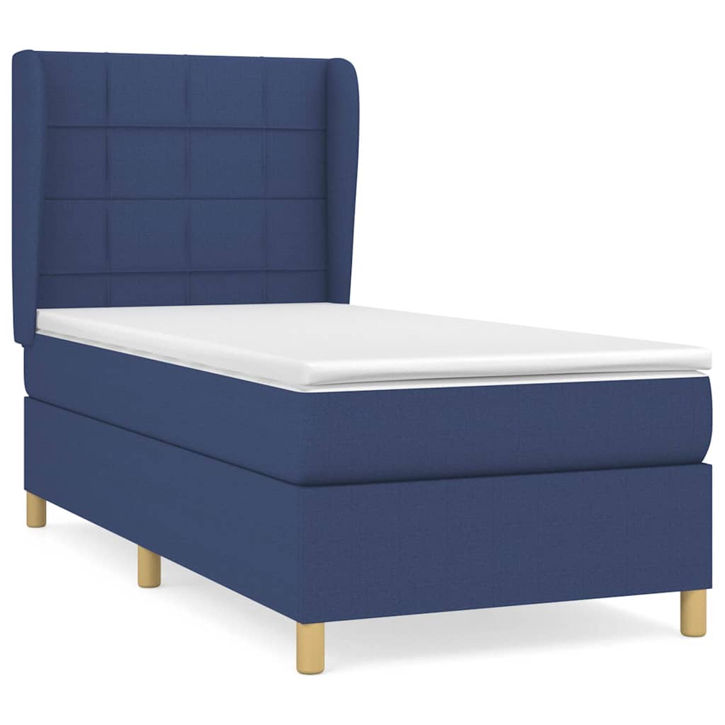 Sommier à lattes de lit avec matelas Bleu 90x190 cm Tissu