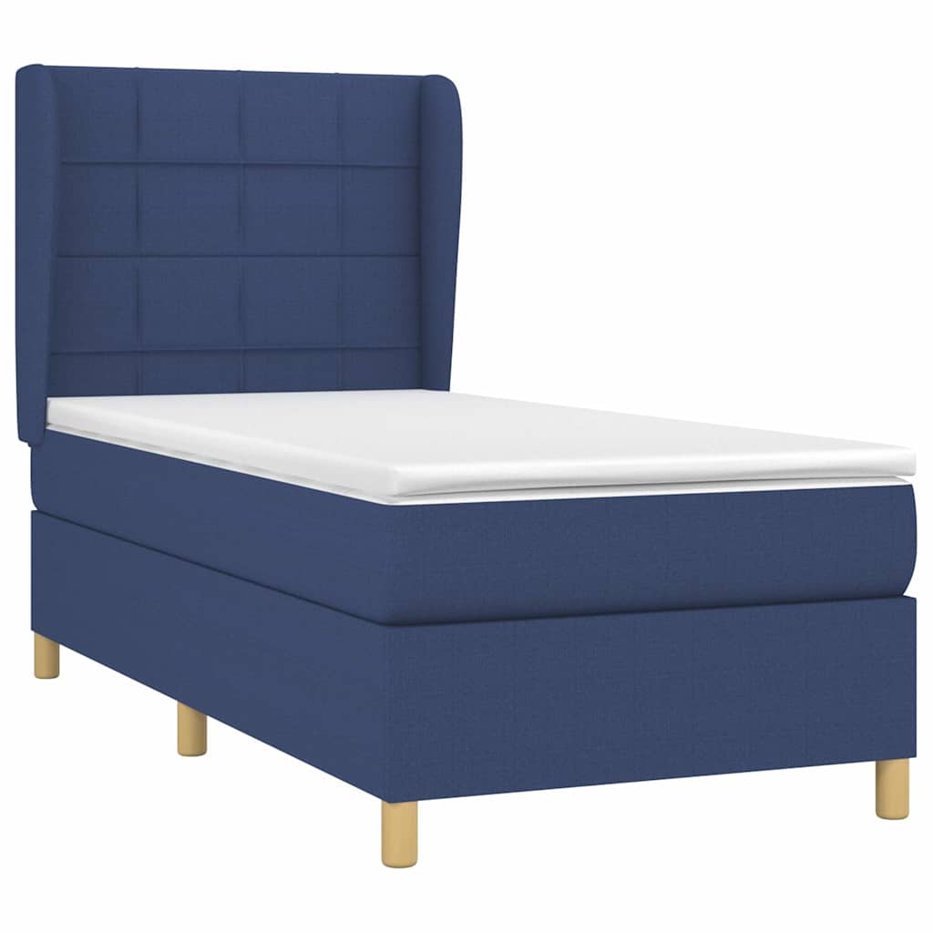 Sommier à lattes de lit avec matelas Bleu 90x190 cm Tissu