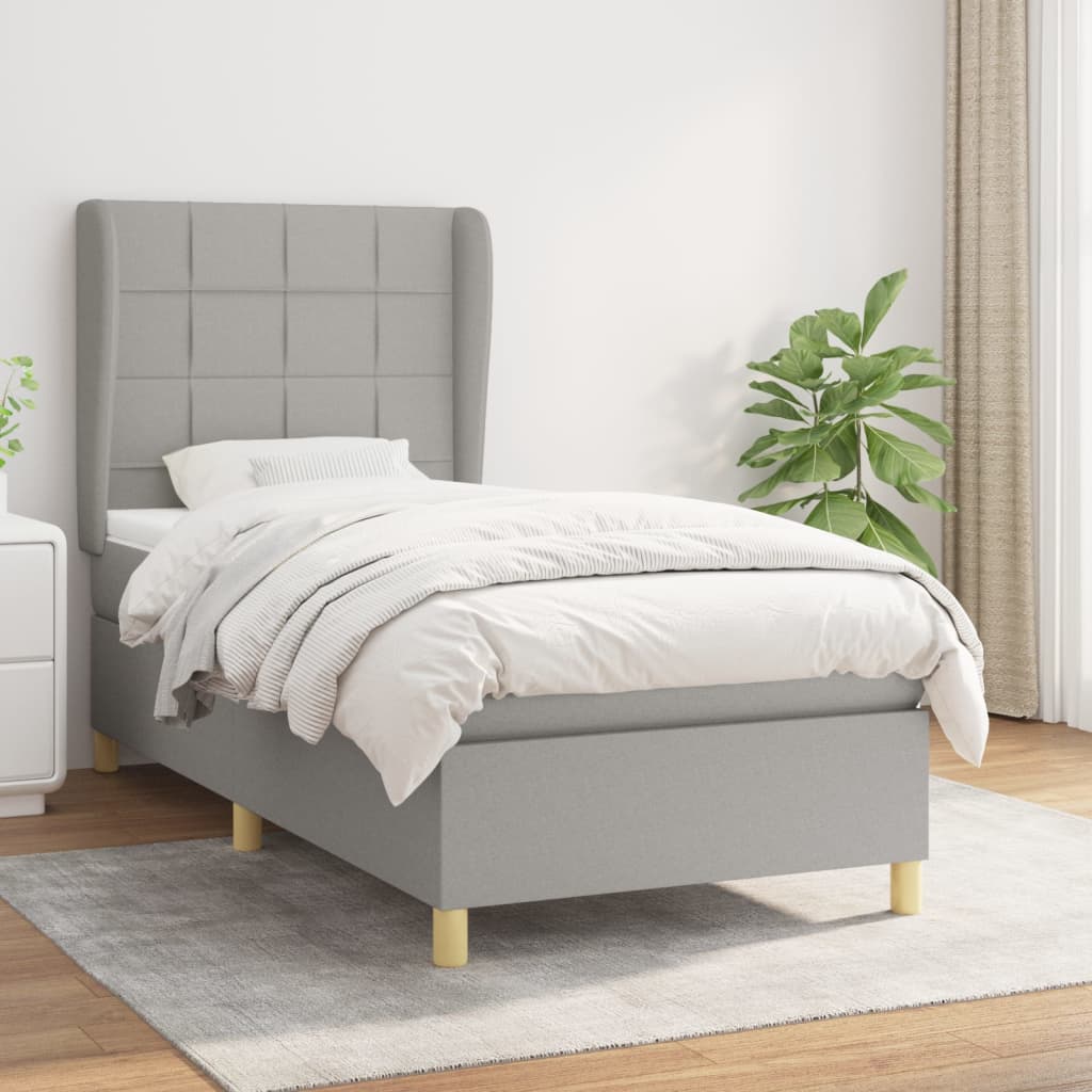 Sommier à lattes de lit avec matelas Gris clair 90x200 cm Tissu - XIOS