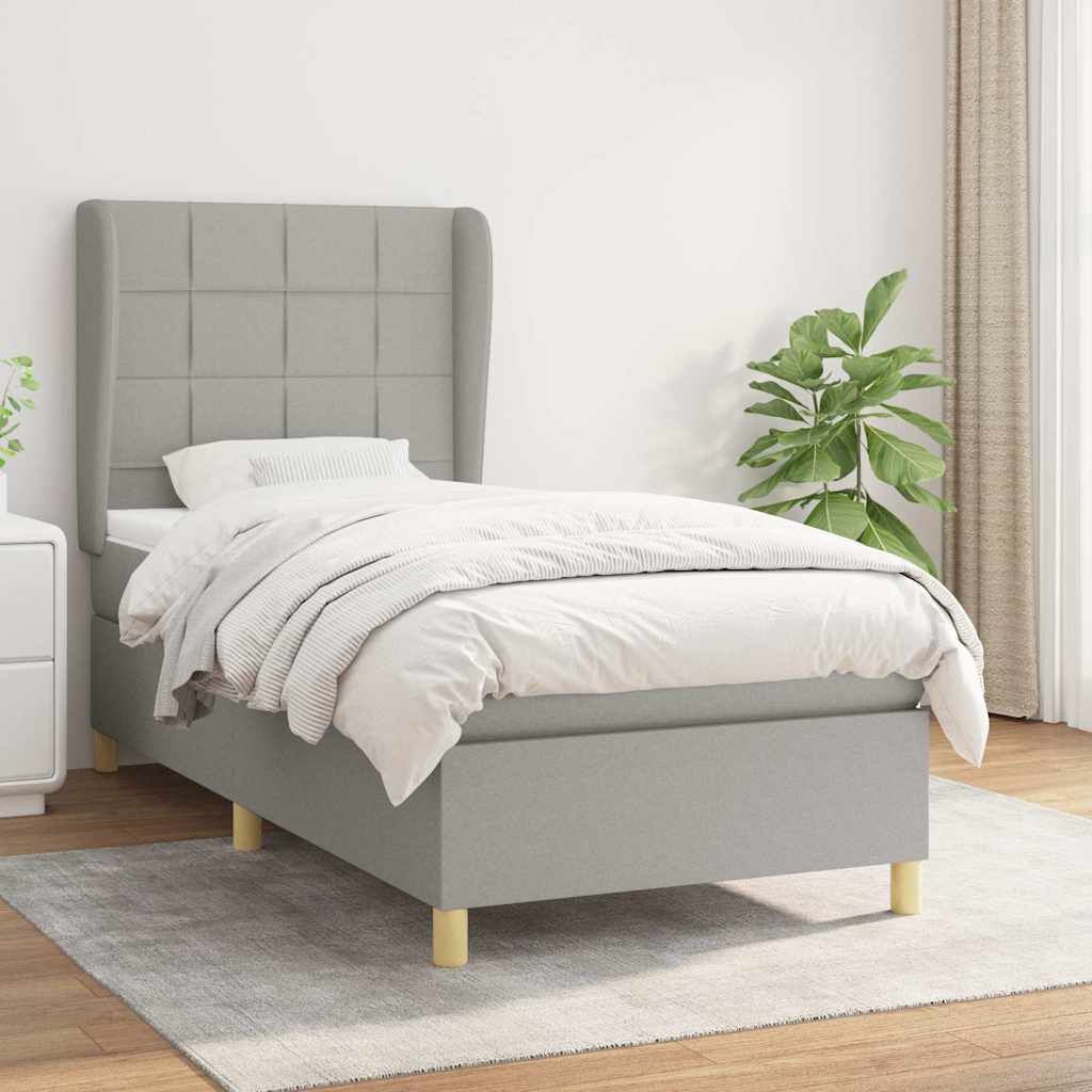 Sommier à lattes de lit avec matelas Gris clair 90x200 cm Tissu