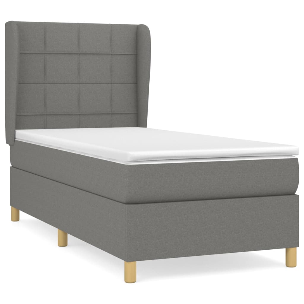 Sommier à lattes de lit avec matelas Gris foncé 90x200 cm Tissu - XIOS