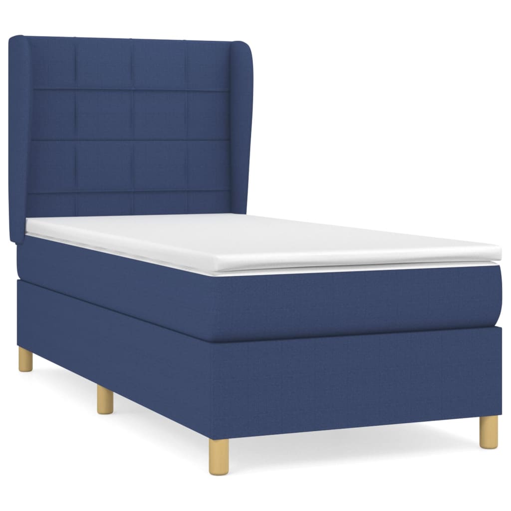 Sommier à lattes de lit avec matelas Bleu 100x200 cm Tissu - XIOS