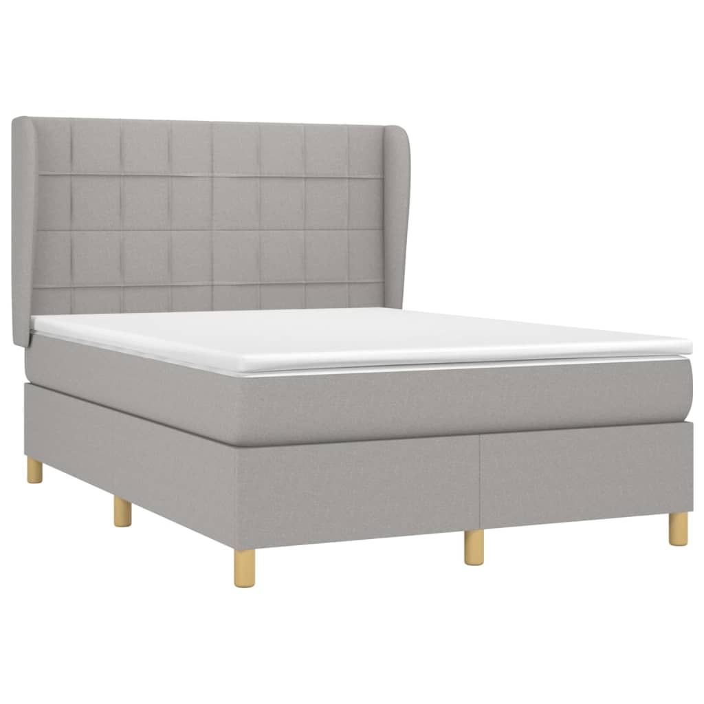 Sommier à lattes de lit avec matelas Gris clair 140x190cm Tissu - XIOS