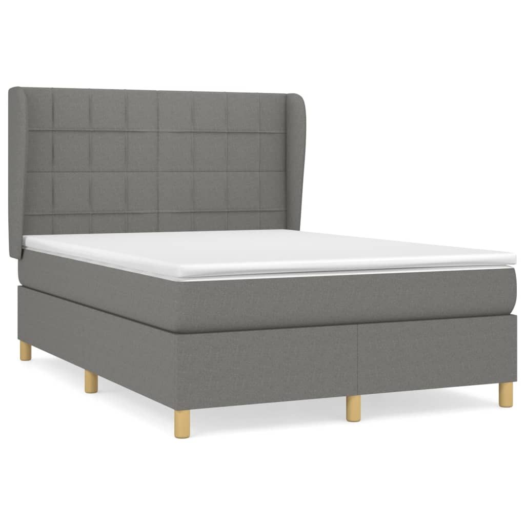 Sommier à lattes de lit avec matelas Gris foncé 140x190cm Tissu - XIOS