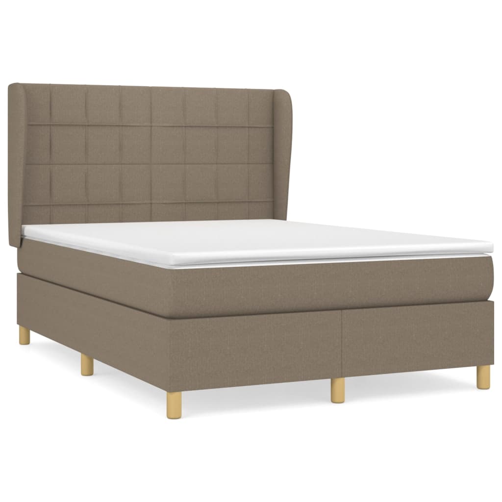 Sommier à lattes de lit avec matelas Taupe 140x190 cm Tissu - XIOS