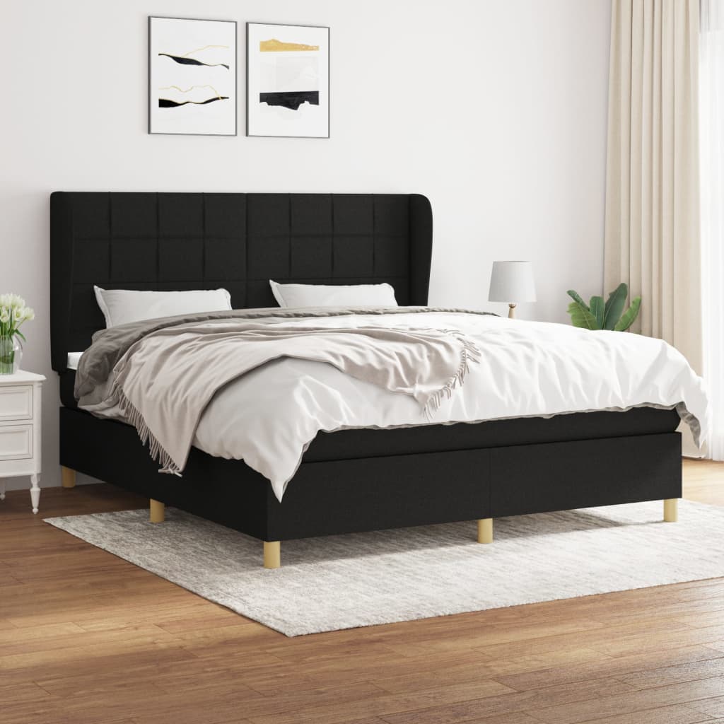 Sommier à lattes de lit avec matelas Noir 160x200 cm Tissu - XIOS