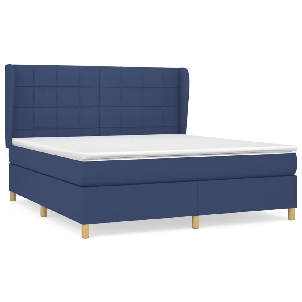 Sommier à lattes de lit avec matelas Bleu 160x200 cm Tissu - XIOS