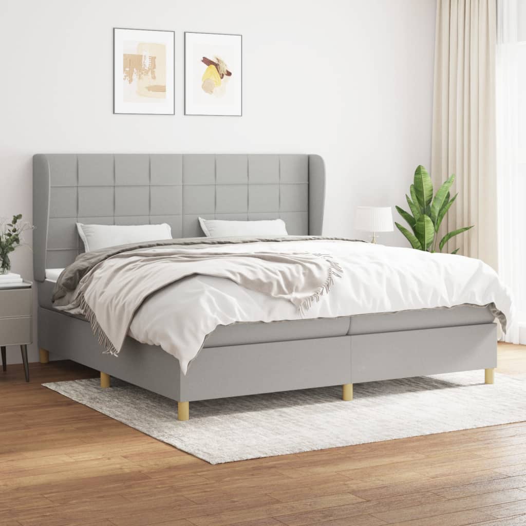 Sommier à lattes de lit avec matelas Gris clair 200x200cm Tissu - XIOS