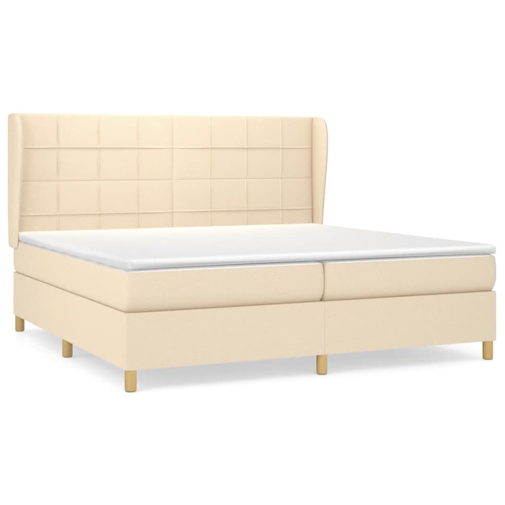 Sommier à lattes de lit avec matelas Crème 200x200 cm Tissu - XIOS