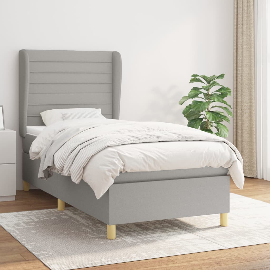 Sommier à lattes de lit avec matelas Gris clair 80x200 cm Tissu - XIOS