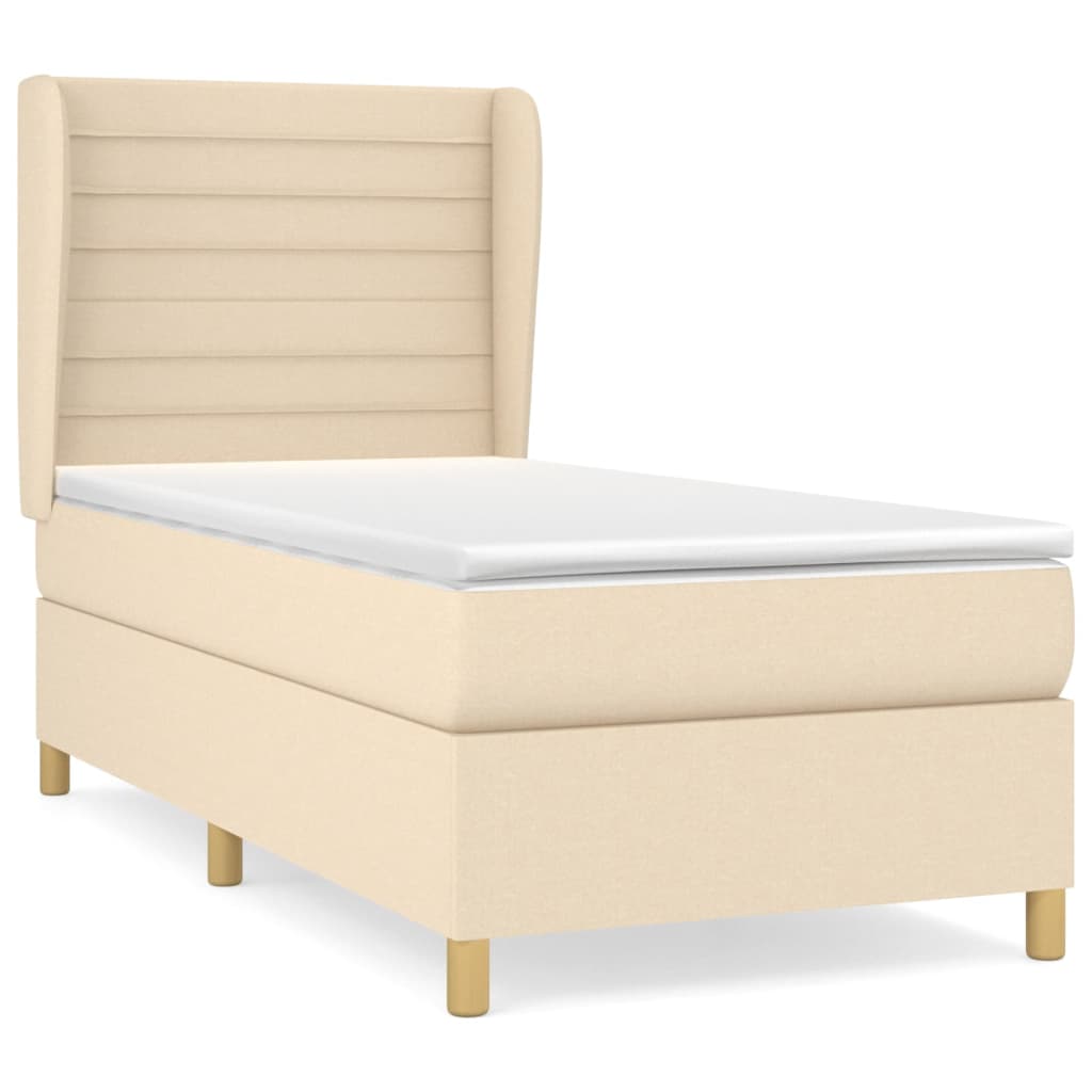 Sommier à lattes de lit et matelas Crème 90x190 cm Tissu - XIOS