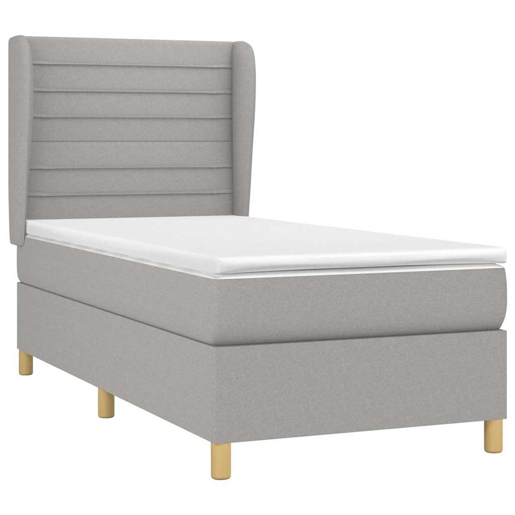 Sommier à lattes de lit avec matelas Gris clair 90x200 cm Tissu