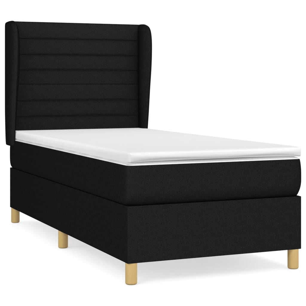 Sommier à lattes de lit avec matelas Noir 90x200 cm Tissu - XIOS