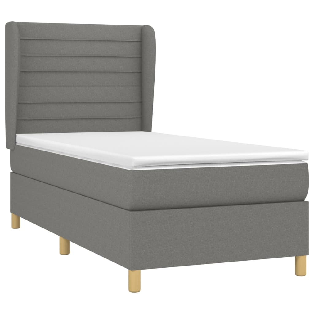 Sommier à lattes de lit avec matelas Gris foncé 100x200cm Tissu - XIOS