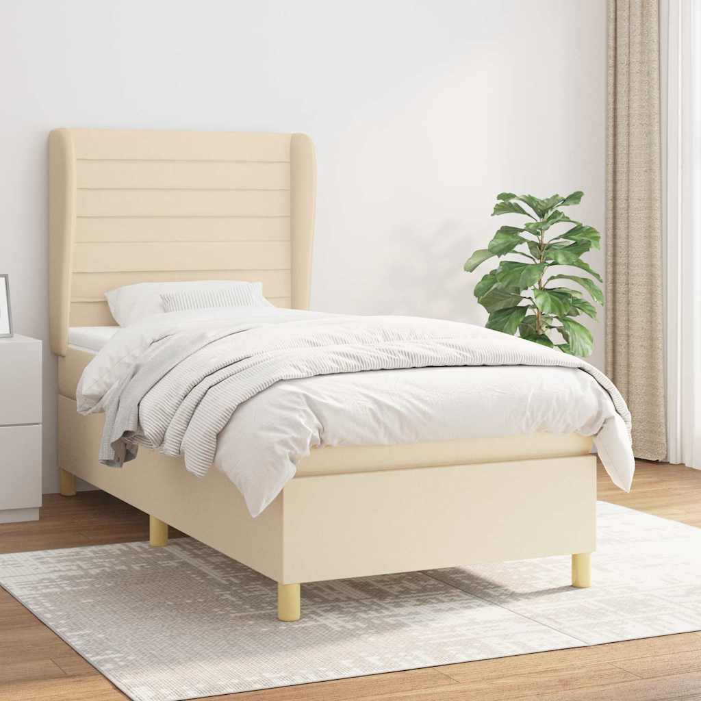 Sommier à lattes de lit avec matelas Crème 100x200 cm Tissu